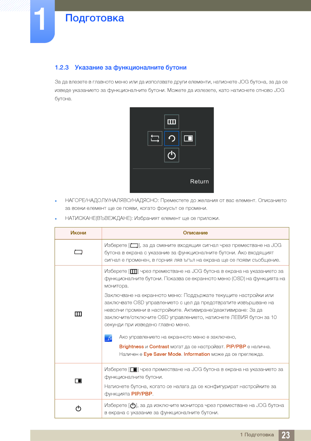 Samsung LU28E590DS/EN manual 3 Указаниe за функционалните бутони, Return 