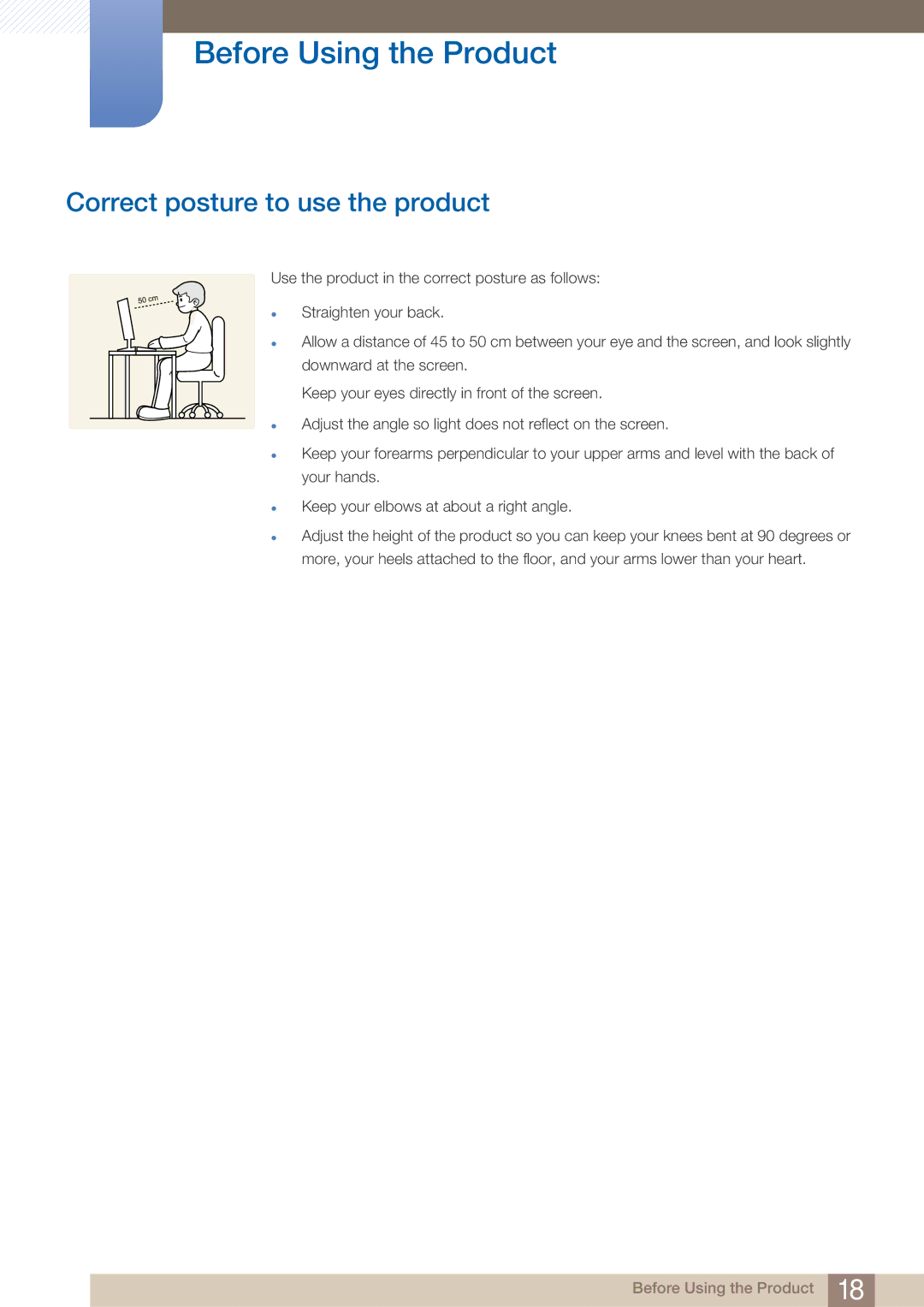 Samsung LU28E590DS/EN manual Correct posture to use the product 