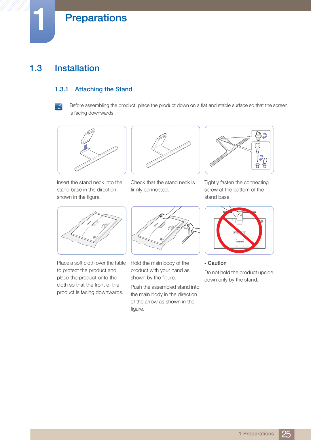 Samsung LU28E590DS/EN manual Installation, Attaching the Stand 