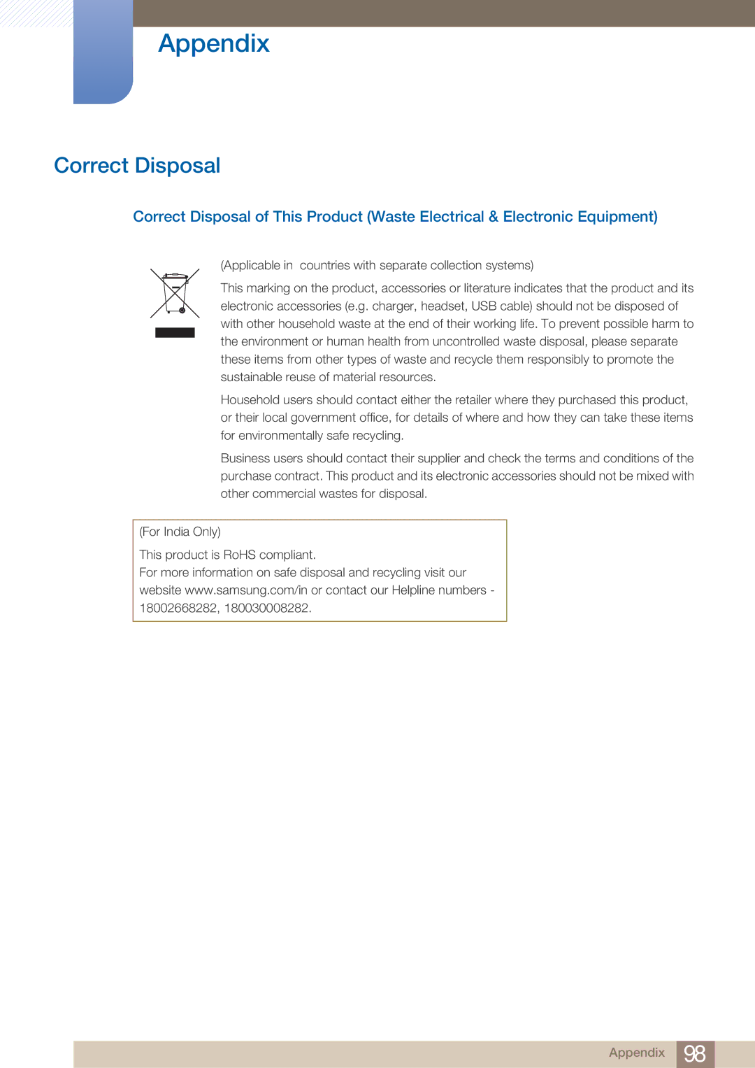 Samsung LU28E590DS/EN manual Correct Disposal 