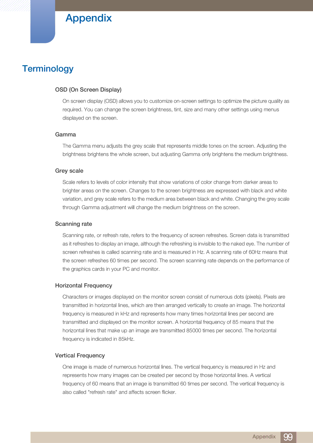 Samsung LU28E590DS/EN manual Terminology, OSD On Screen Display 