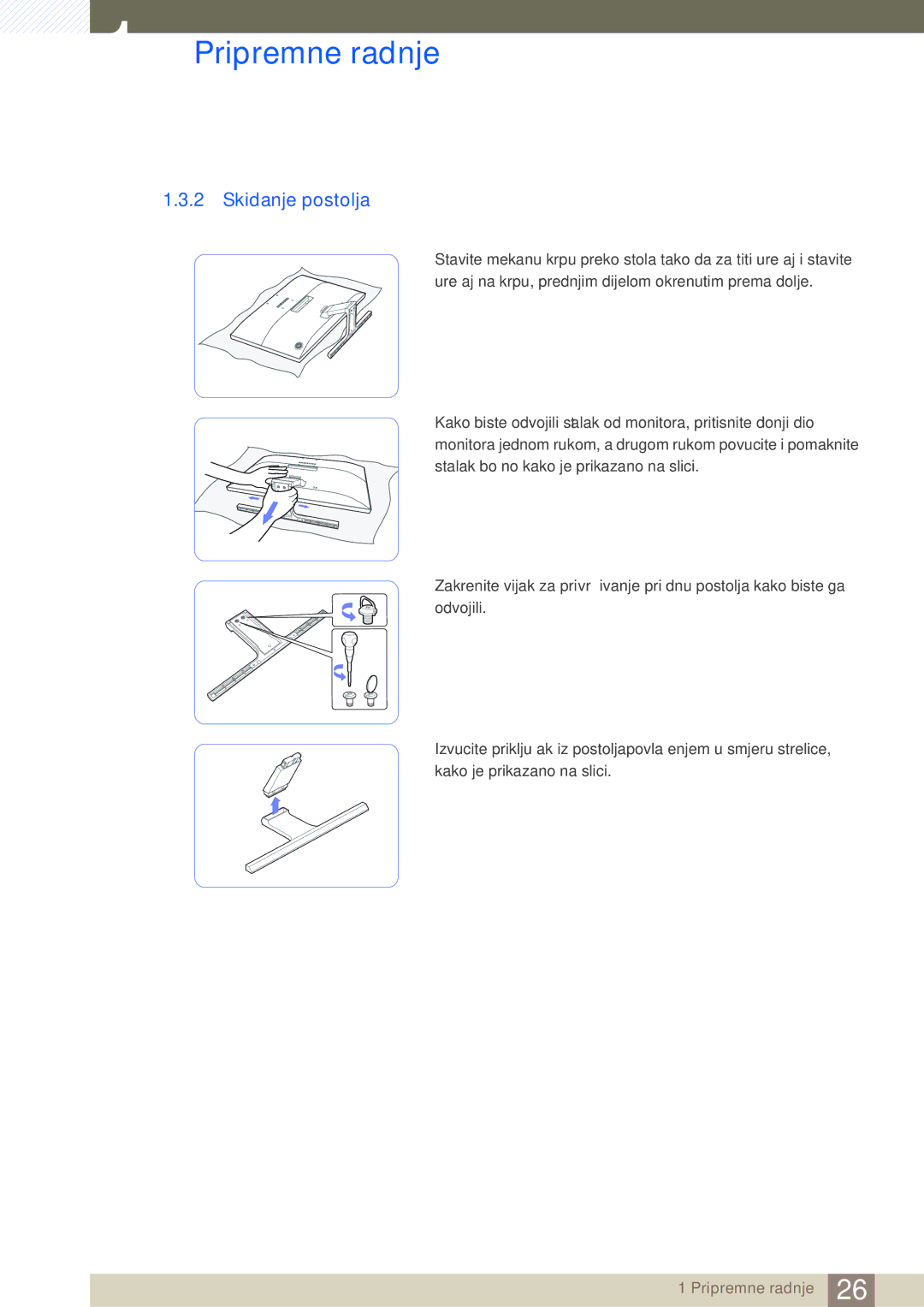 Samsung LU28E590DS/EN manual Skidanje postolja 