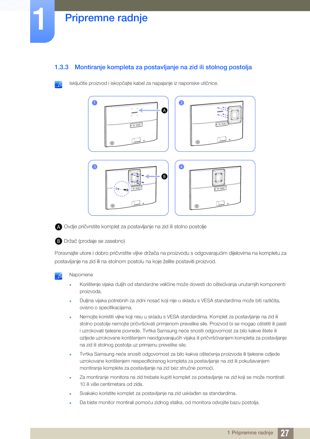 Samsung LU28E590DS/EN manual Pripremne radnje 