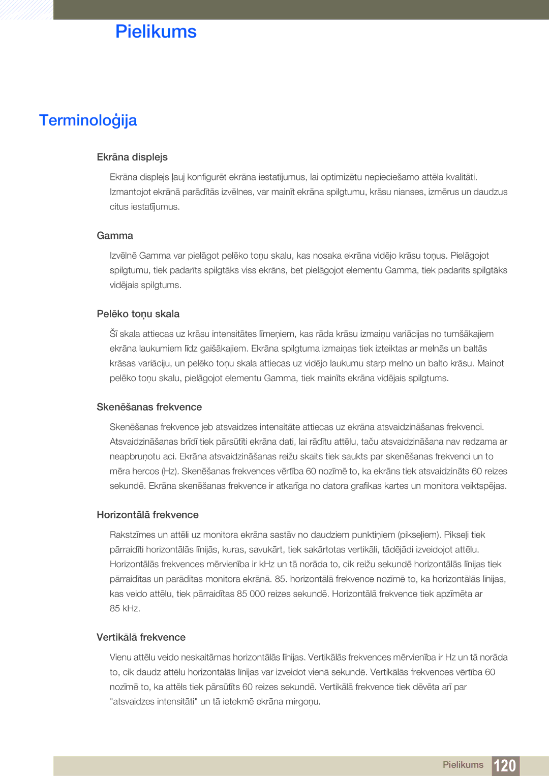 Samsung LU28E85KRS/EN, LU24E85KRS/EN manual Terminoloģija, Ekrāna displejs 