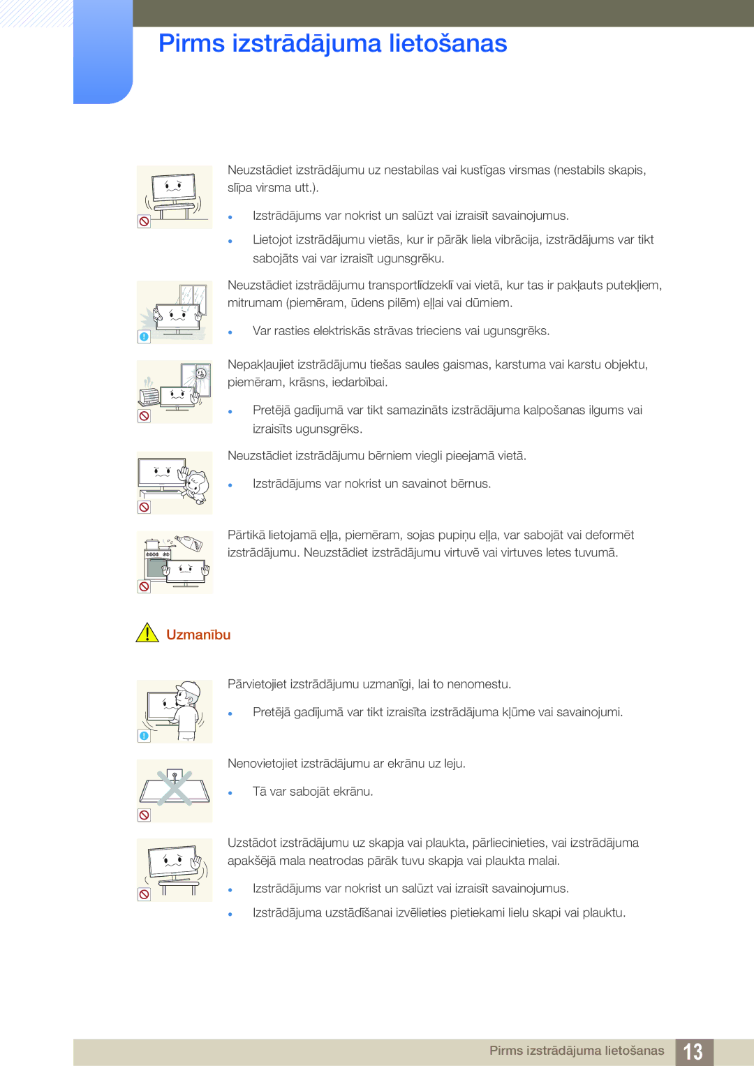 Samsung LU24E85KRS/EN, LU28E85KRS/EN manual Var rasties elektriskās strāvas trieciens vai ugunsgrēks 