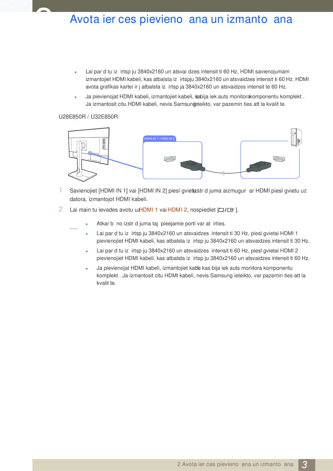 Samsung LU28E85KRS/EN, LU24E85KRS/EN manual U28E850R / U32E850R 