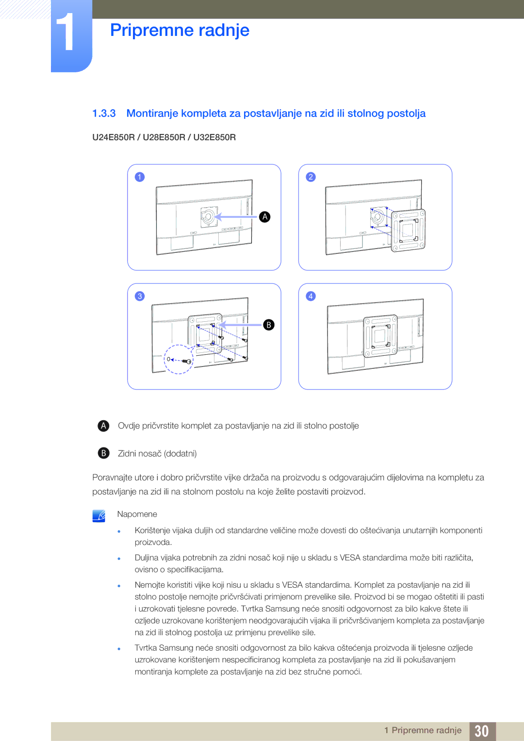 Samsung LU28E85KRS/EN manual Pripremne radnje 