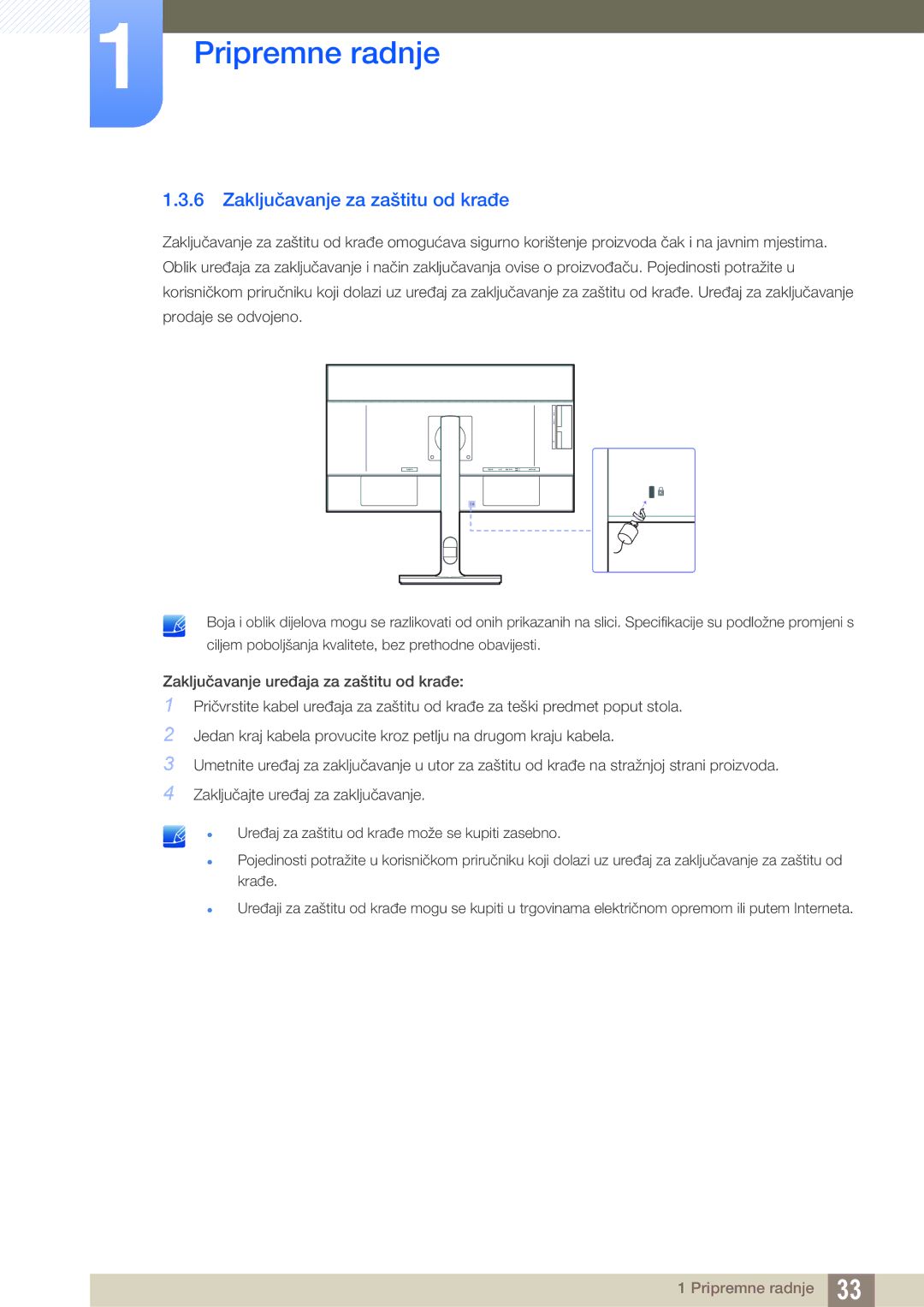 Samsung LU28E85KRS/EN manual Zaključavanje za zaštitu od krađe 