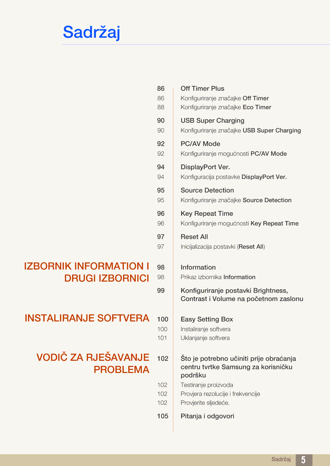 Samsung LU28E85KRS/EN manual Vodič ZA Rješavanje 102 Problema 