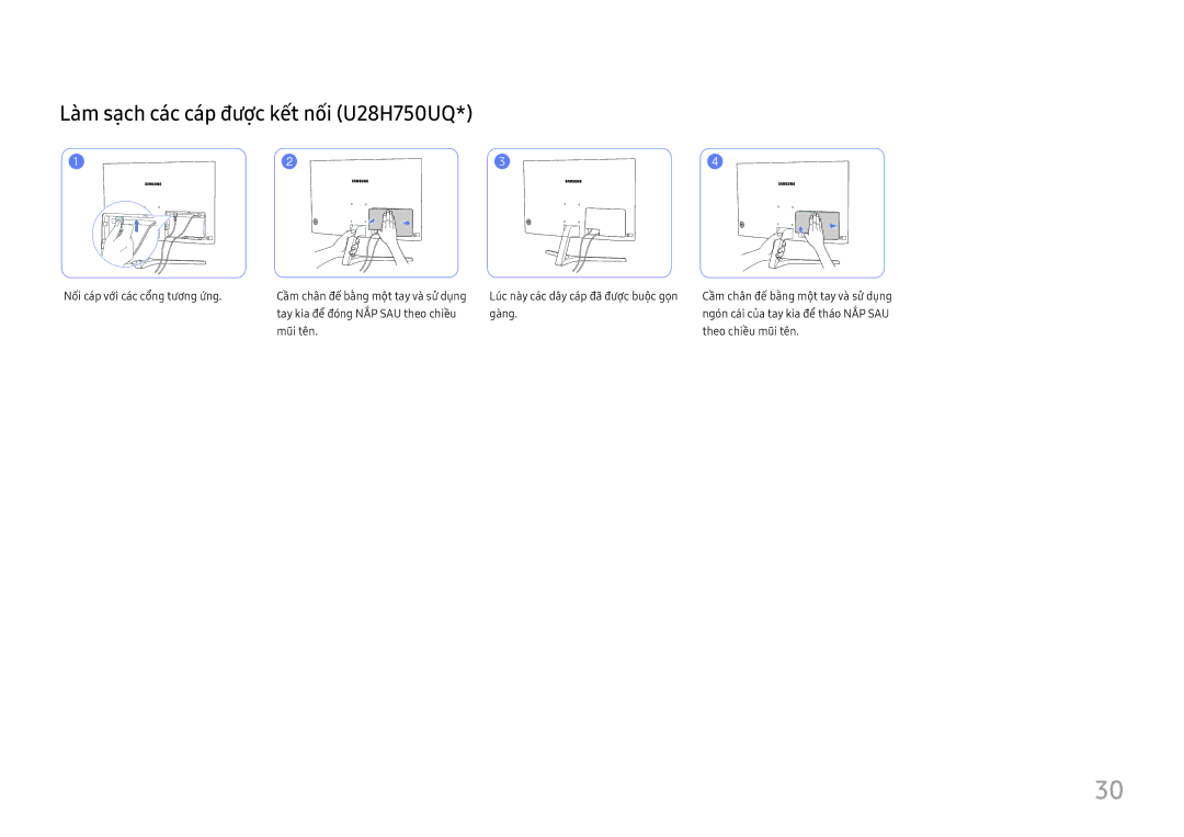 Samsung LU28H750UQEXXV manual Là̀m sạ̣ch các cáp đượ̣c kế́t nố́i U28H750UQ 