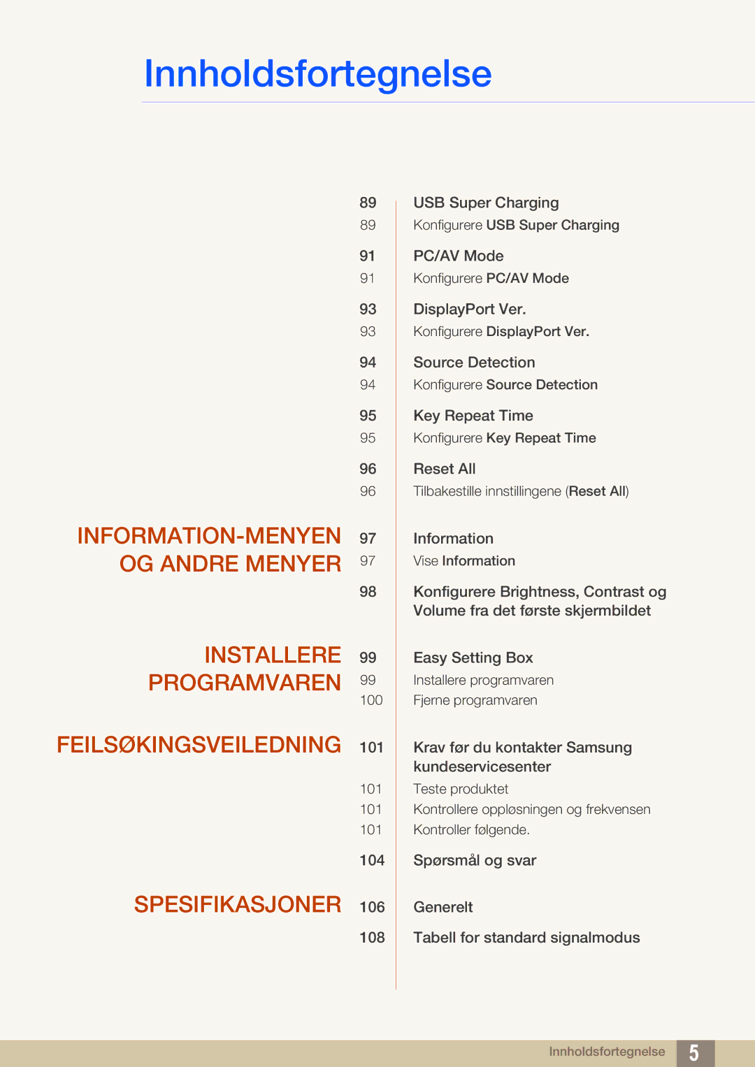 Samsung LU28E85KRS/EN, LU32E85KRS/EN, LU24E85KRS/EN manual INFORMATION-MENYEN97 OG Andre Menyer Installere Programvaren 