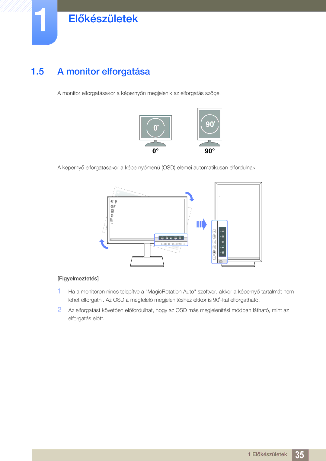 Samsung LU24E85KRS/EN, LU32E85KRS/EN, LU28E85KRS/EN manual Monitor elforgatása 