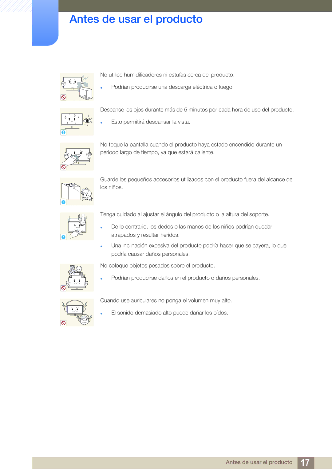 Samsung LU32E85KRS/EN manual Atrapados y resultar heridos 