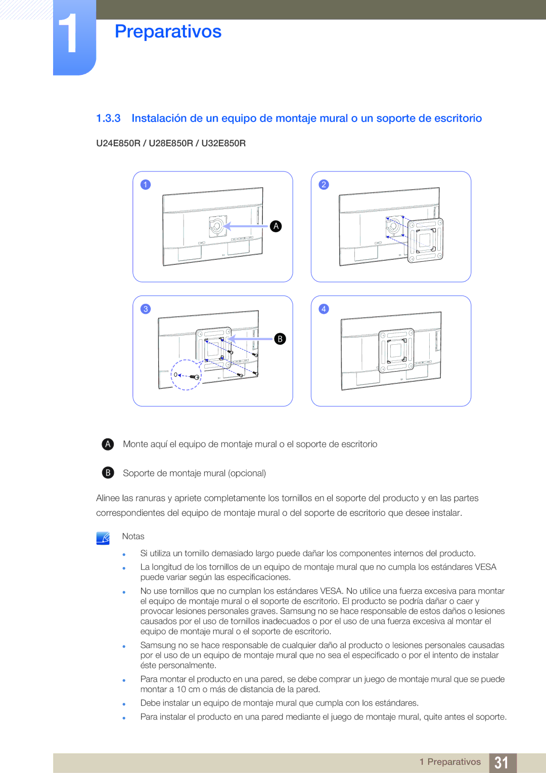 Samsung LU32E85KRS/EN manual Preparativos 