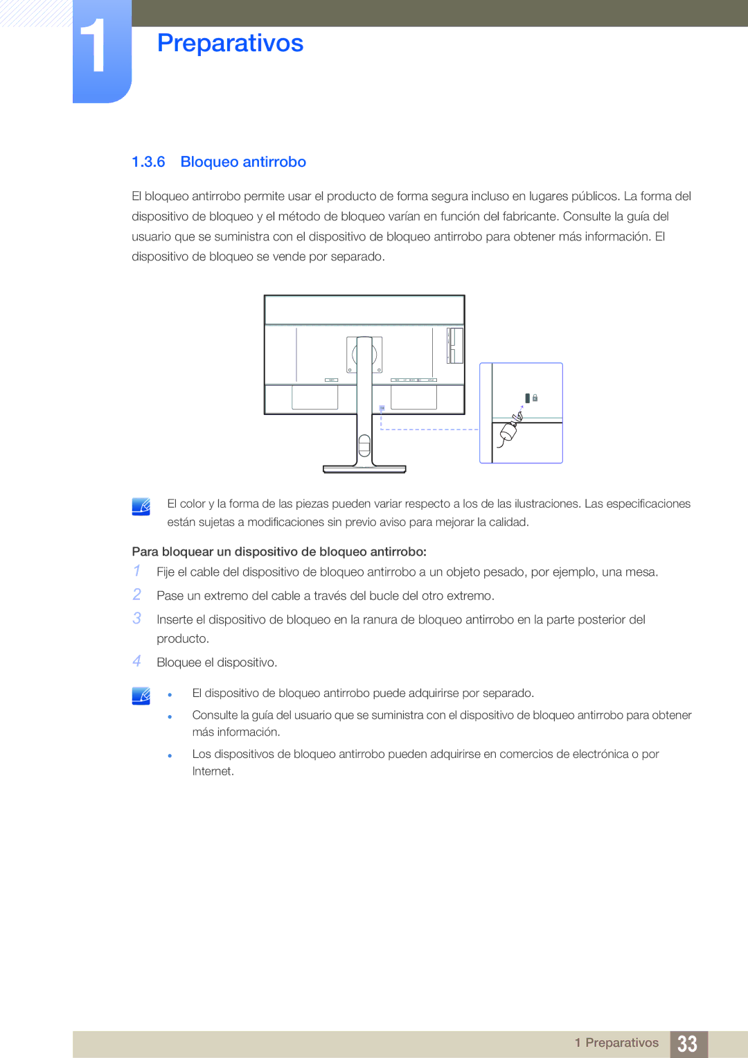 Samsung LU32E85KRS/EN manual Bloqueo antirrobo 