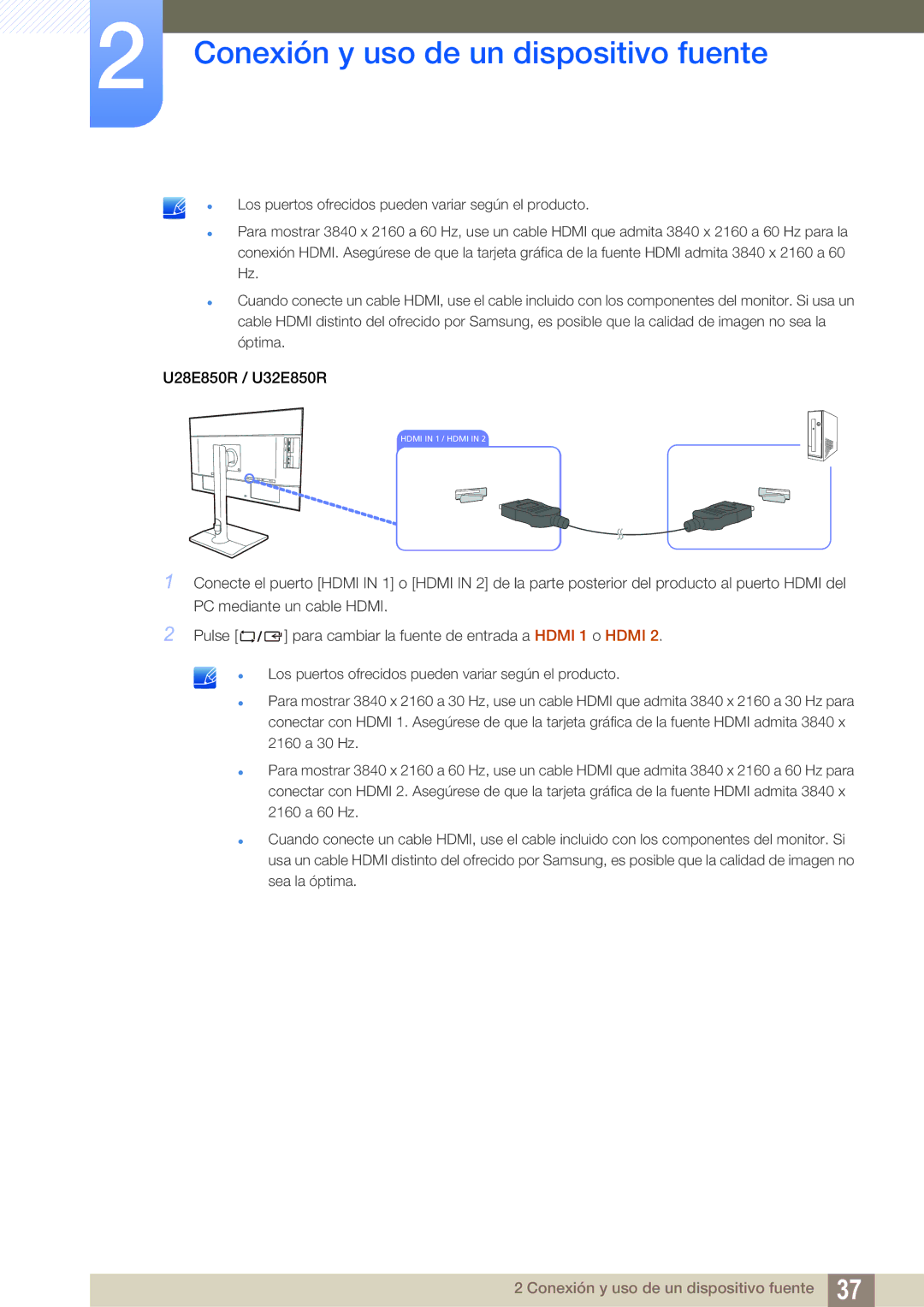 Samsung LU32E85KRS/EN manual U28E850R / U32E850R 