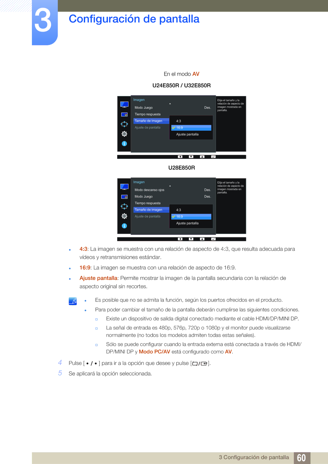 Samsung LU32E85KRS/EN manual En el modo AV 