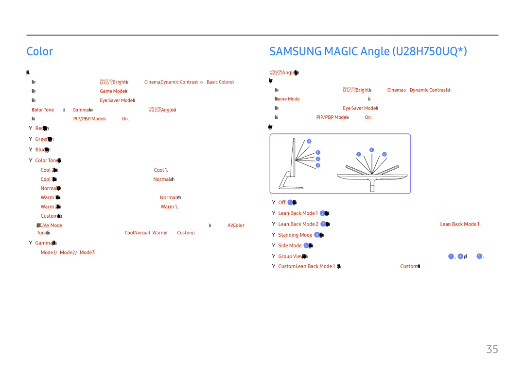 Samsung LU28H750UQMXCH, LU32H850UMUXEN, LU28H750UQUXEN, LU28H750UQEXXV, LU28H750UQIXCI Color, Samsung Magic Angle U28H750UQ 