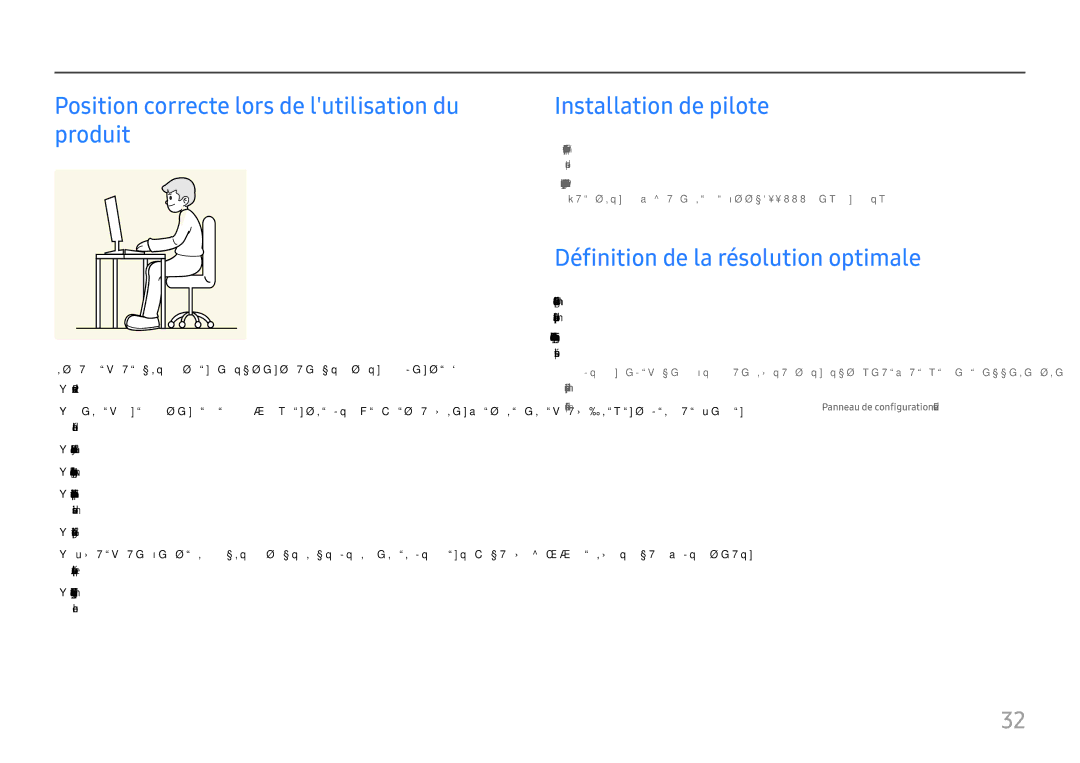 Samsung LU32H850UMUXEN, LU28H750UQUXEN manual Position correcte lors de lutilisation du produit, Installation de pilote 