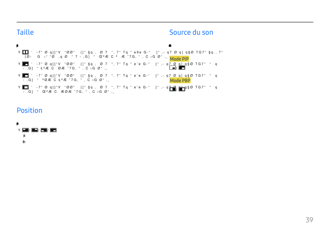 Samsung LU28H750UQUXEN, LU32H850UMUXEN manual Taille, Position, Source du son 