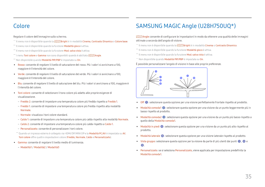 Samsung LU28H750UQUXEN, LU32H850UMUXEN manual Colore, Samsung Magic Angle U28H750UQ 