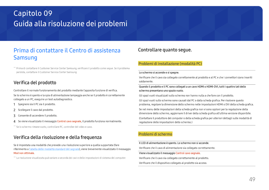 Samsung LU28H750UQUXEN, LU32H850UMUXEN manual Prima di contattare il Centro di assistenza Samsung, Verifica del prodotto 