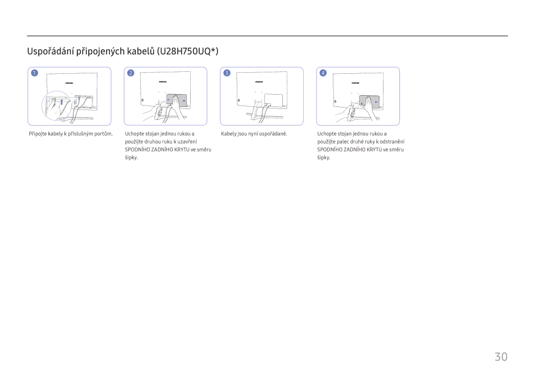 Samsung LU32H850UMUXEN, LU28H750UQUXEN manual Uspořádání připojených kabelů U28H750UQ 