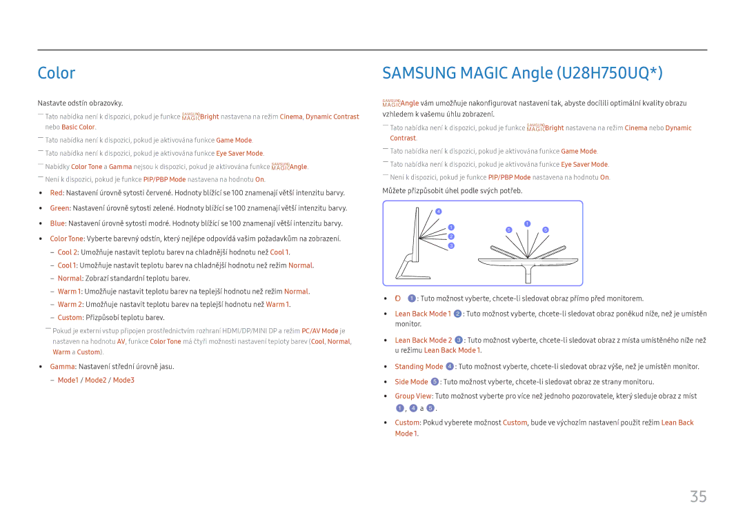 Samsung LU28H750UQUXEN, LU32H850UMUXEN manual Color, Samsung Magic Angle U28H750UQ 