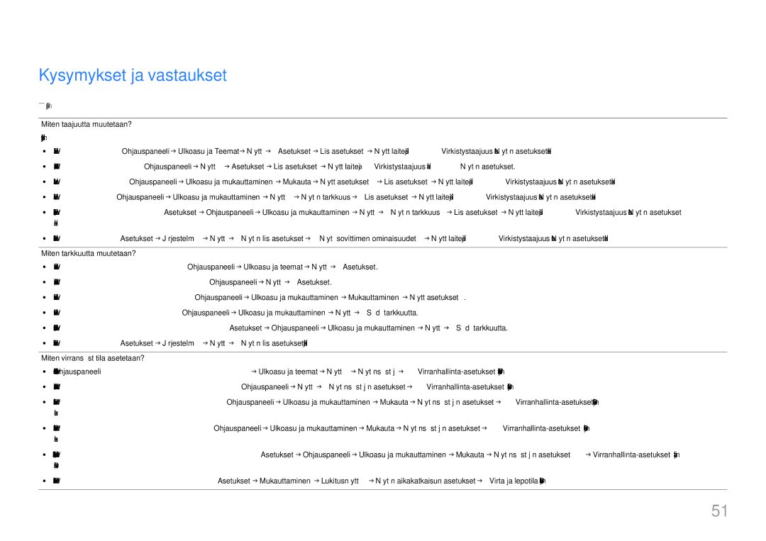 Samsung LU28H750UQUXEN, LU32H850UMUXEN manual Kysymykset ja vastaukset, Miten taajuutta muutetaan? 