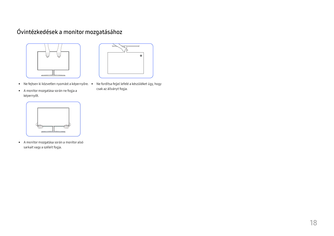 Samsung LU32H850UMUXEN, LU28H750UQUXEN manual Óvintézkedések a monitor mozgatásához 