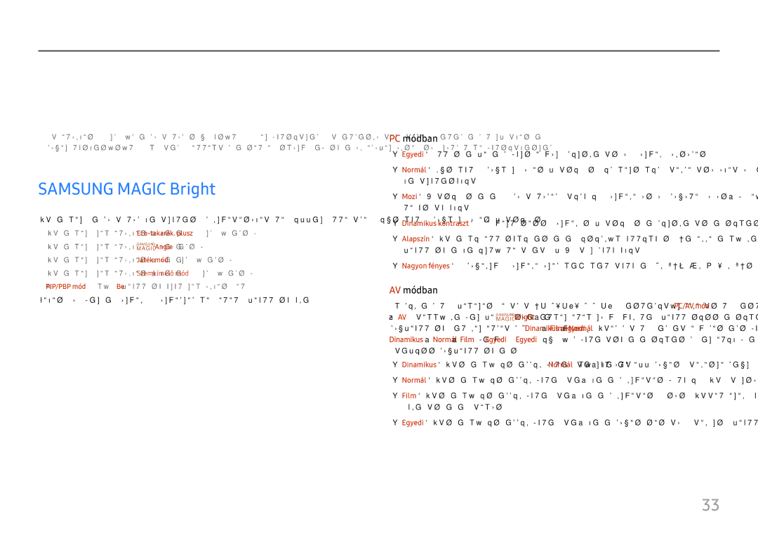 Samsung LU28H750UQUXEN, LU32H850UMUXEN manual Képernyő beállítása, Samsung Magic Bright 