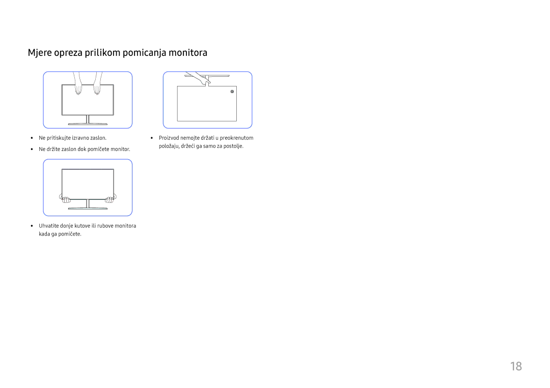 Samsung LU32H850UMUXEN, LU28H750UQUXEN manual Mjere opreza prilikom pomicanja monitora 