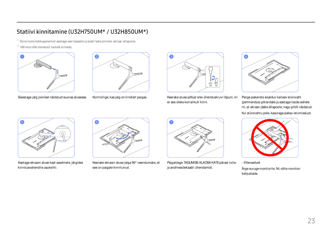 Samsung LU32H850UMUXEN manual Statiivi kinnitamine U32H750UM* / U32H850UM 