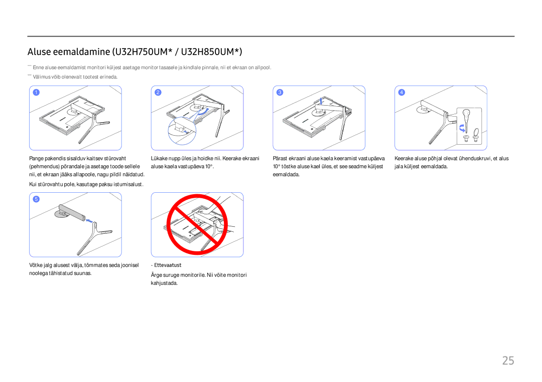 Samsung LU32H850UMUXEN manual Aluse eemaldamine U32H750UM* / U32H850UM 