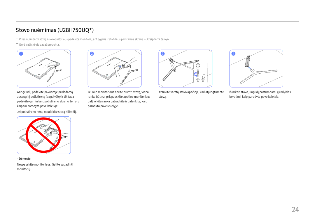 Samsung LU32H850UMUXEN manual Stovo nuėmimas U28H750UQ 