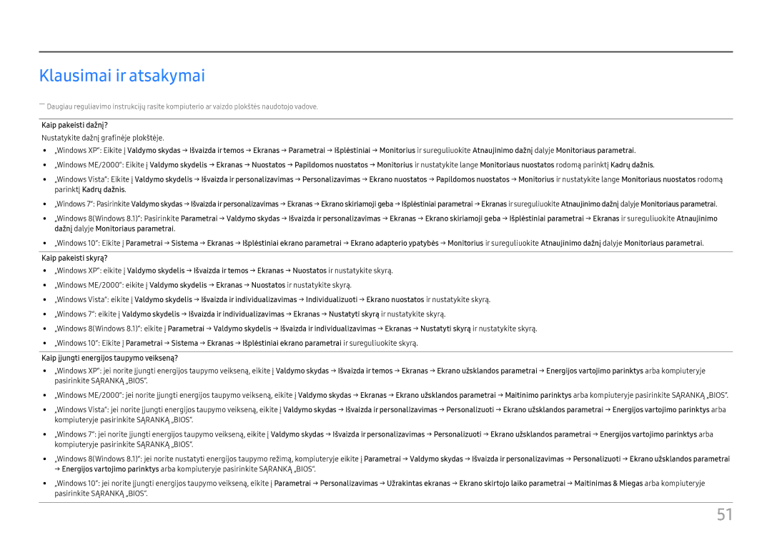 Samsung LU32H850UMUXEN manual Klausimai ir atsakymai, Kaip pakeisti dažnį? 