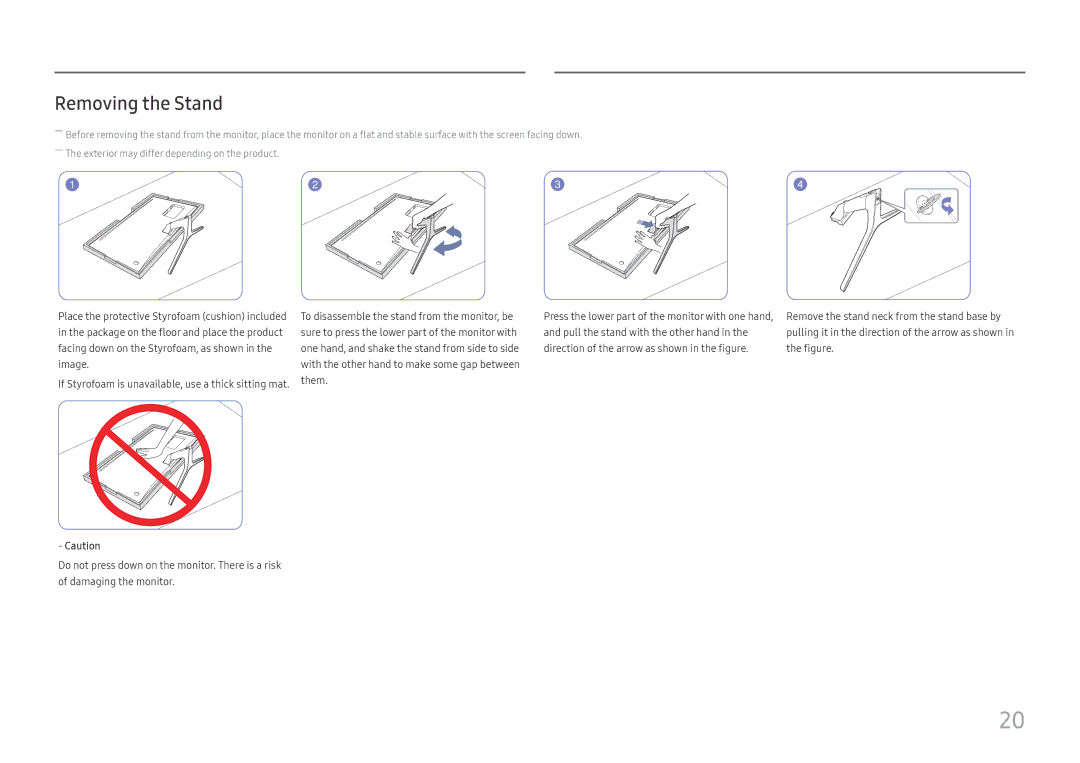 Samsung LU32J590UQUXEN, LU32J590UQIXCI manual Removing the Stand 