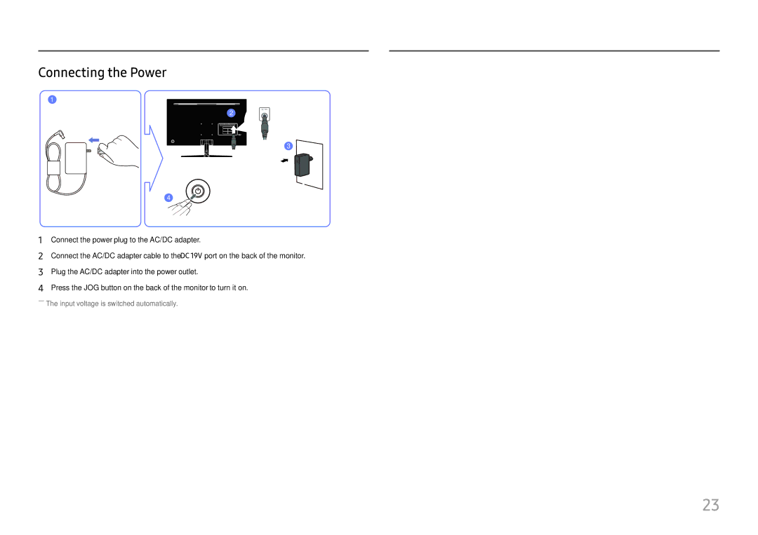 Samsung LU32J590UQIXCI, LU32J590UQUXEN manual Connecting the Power 