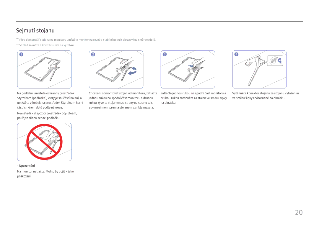 Samsung LU32J590UQUXEN manual Sejmutí stojanu 