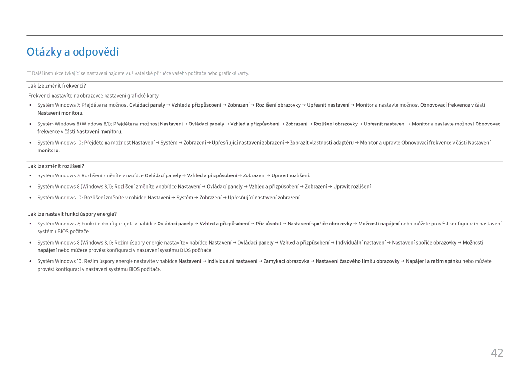 Samsung LU32J590UQUXEN manual Otázky a odpovědi, Jak lze změnit frekvenci? 