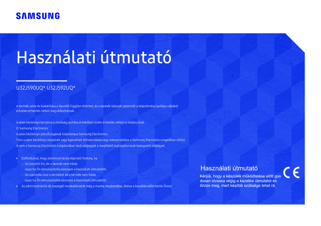 Samsung LU32J590UQUXEN manual Használati útmutató 