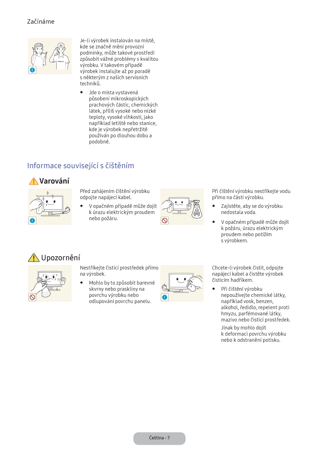 Samsung LV32F390FEXXEN manual Informace související s čištěním, Požáru, úrazu elektrickým, Proudem nebo potížím, Výrobkem 