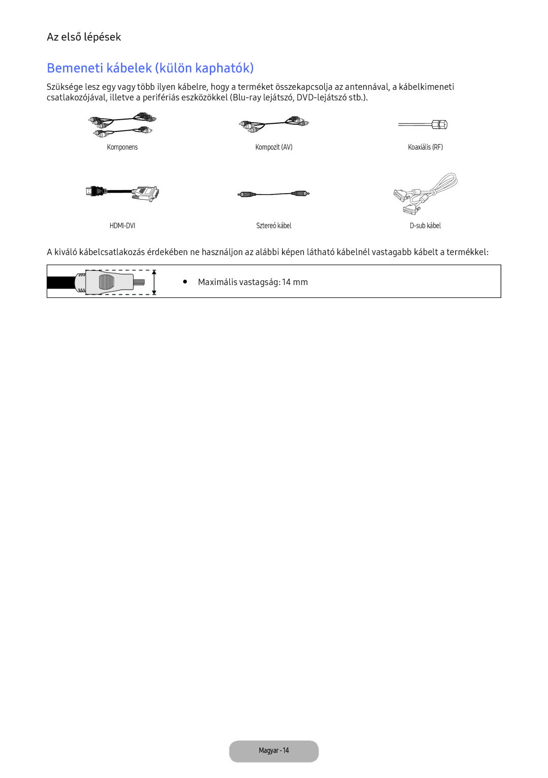 Samsung LV27F390FEIXEN, LV27F390FEWXEN, LV32F390FEWXEN, LV32F390FEXXEN, LV32F390FEIXEN manual Bemeneti kábelek külön kaphatók 