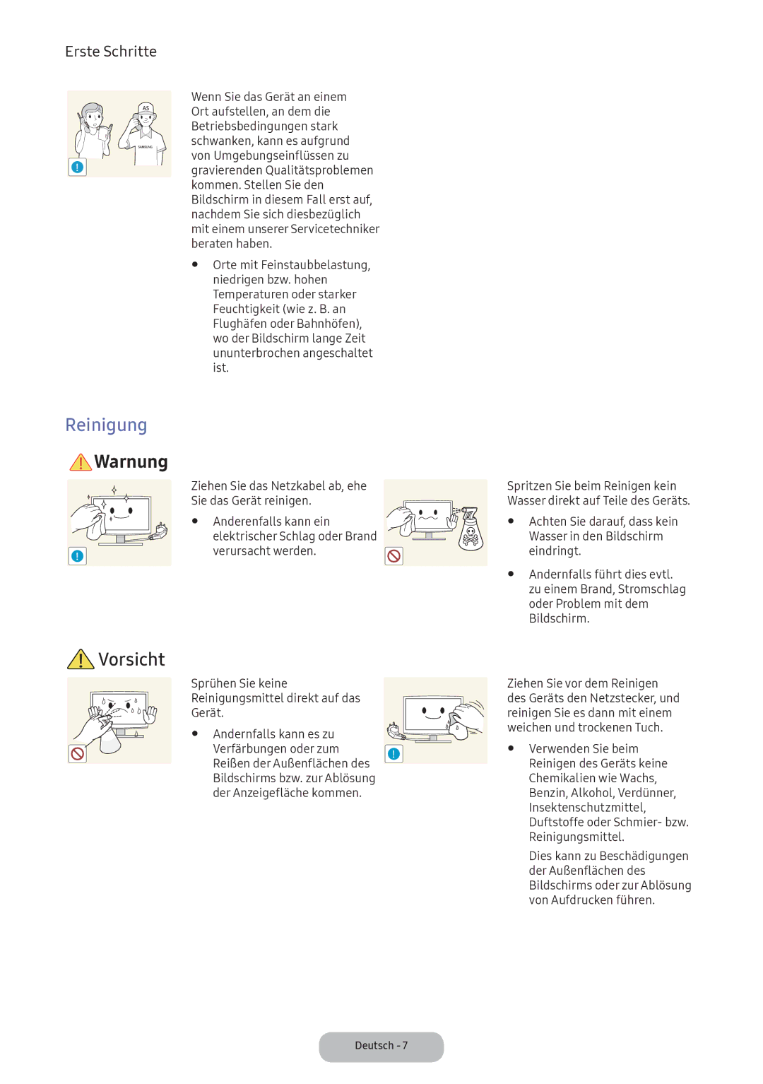 Samsung LV32F390FEWXEN, LV27F390FEWXEN, LV32F390FEXXEN manual Reinigung 