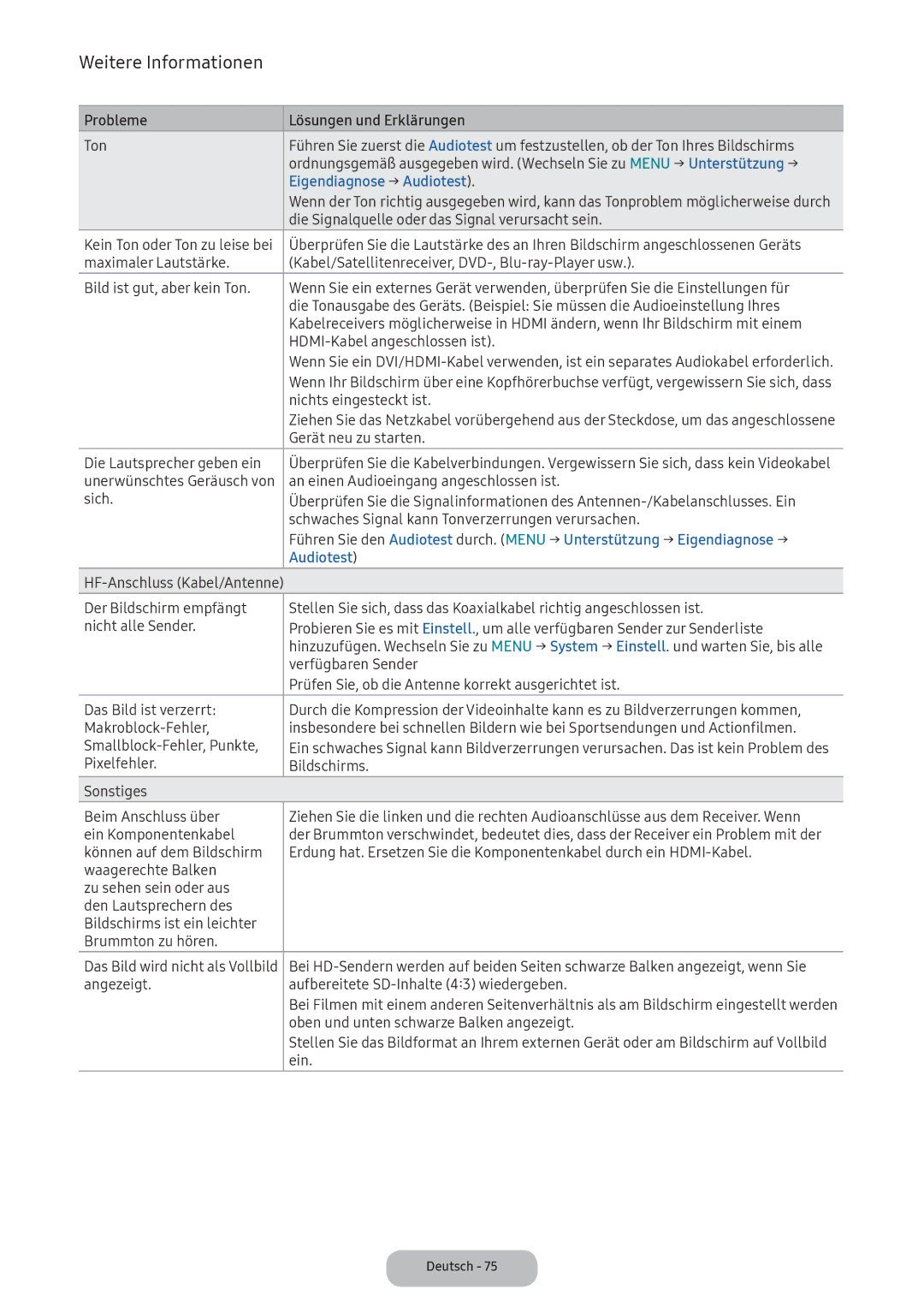 Samsung LV27F390FEWXEN, LV32F390FEWXEN, LV32F390FEXXEN manual Eigendiagnose → Audiotest 