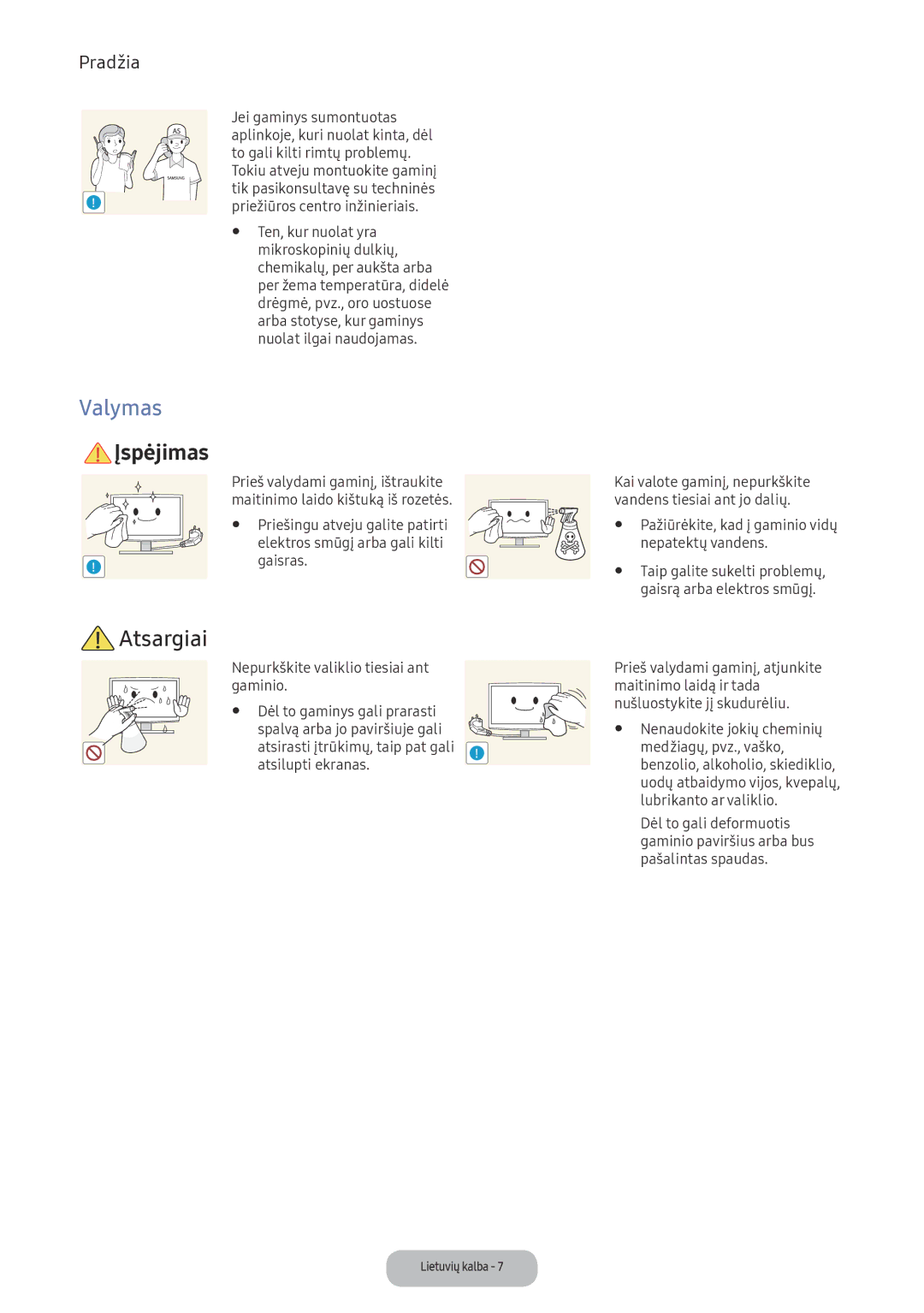 Samsung LV32F390FEWXEN, LV27F390FEWXEN manual Valymas 