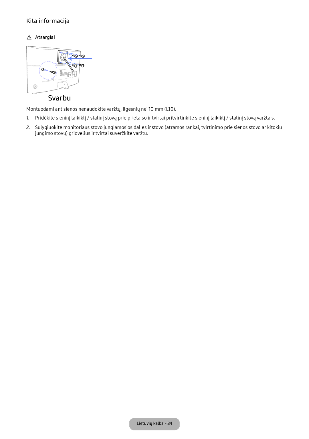 Samsung LV27F390FEWXEN, LV32F390FEWXEN manual Svarbu 