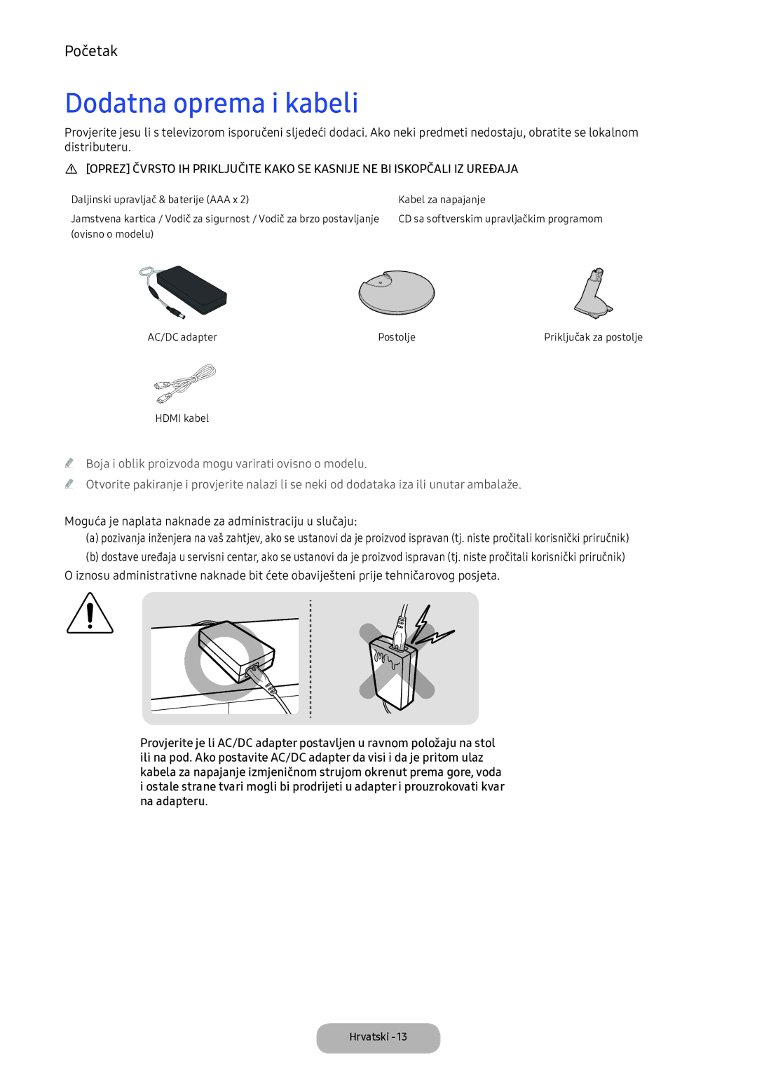 Samsung LV32F390FEIXEN manual Dodatna oprema i kabeli 