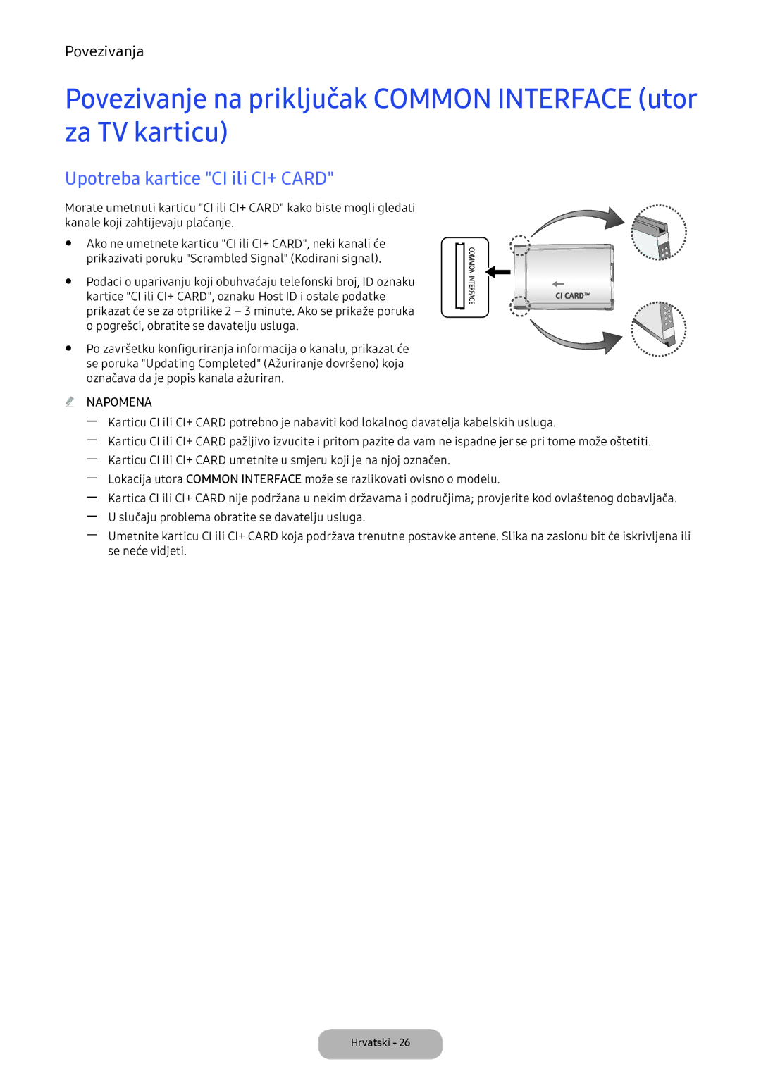 Samsung LV32F390FEIXEN manual Upotreba kartice CI ili CI+ Card, Kartice CI ili CI+ CARD, oznaku Host ID i ostale podatke 