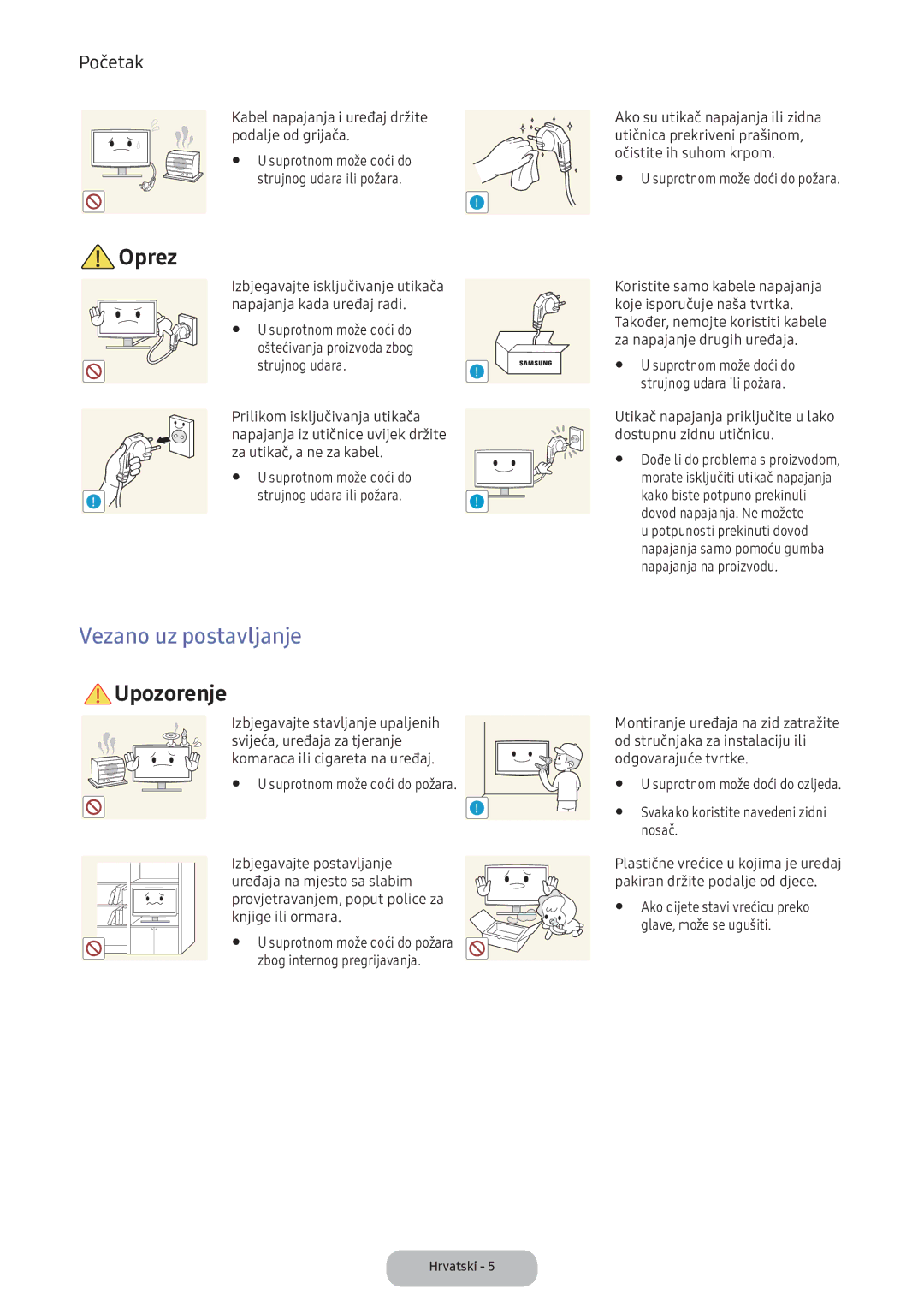 Samsung LV32F390FEIXEN manual Vezano uz postavljanje, Kabel napajanja i uređaj držite podalje od grijača, Nosač 